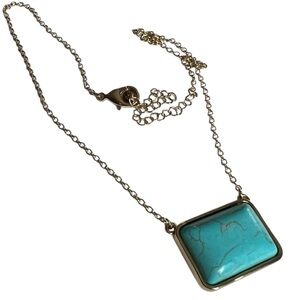 Gold-tone Adjustable Faux Turquoise Square Layering Necklace Western Boho